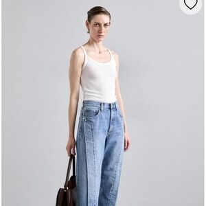 Frame Women's White Ribbed Cutaway Tank‎ Top Size Large NWT Modal Stretch Summer